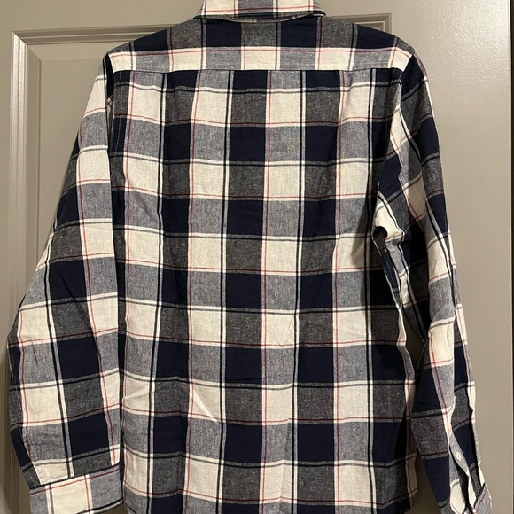 EXPRESS NWT Mens Plaid Linen/Cotton Blend Double Pocket Shirt Small - Picture 4 of 4